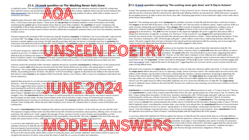 Unseen Poetry AQA 2024 Model Answers | Teaching Resources