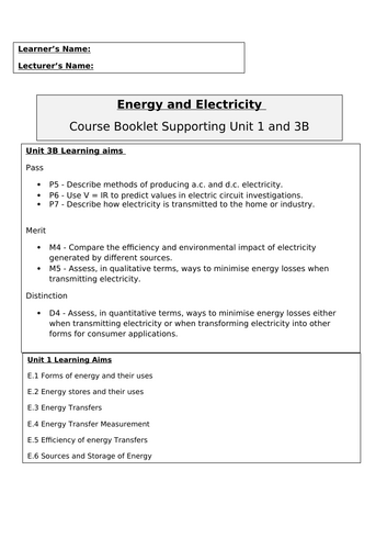 Level 2 BTEC Applied Science Physics Unit 3B