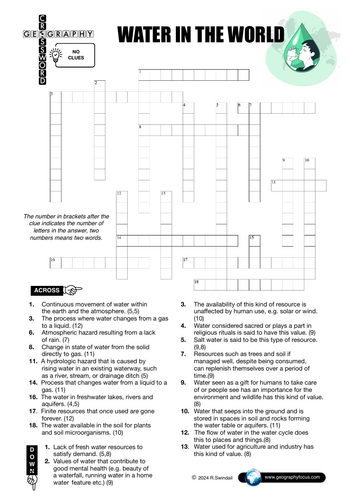 WATER IN THE WORLD - crossword puzzle.