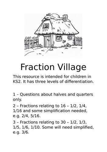 Fractions village - differentiated