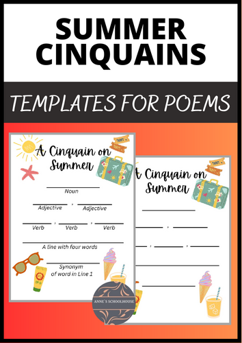Summer Cinquains - Templates for poems - ELA - Poetry