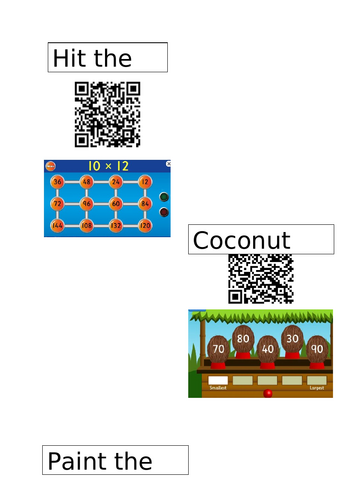 QR codes for Maths Games KS1 EYFS