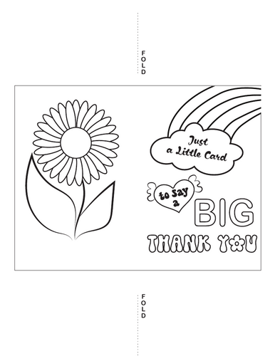 Coloring Greeting Card and Envelope Just a Little Card to Say a Big Thank You Teacher Appreciation