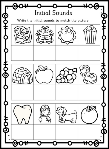 Initial Sound Activity Sheets Phonics EYFS