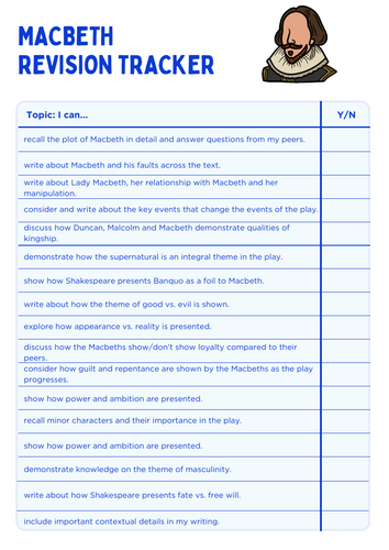 GCSE Macbeth Revision Tracker