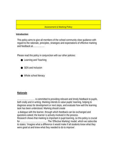 Assessment and Marking Policy