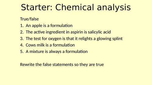 GCSE Chemical analysis assessment Powerpoint