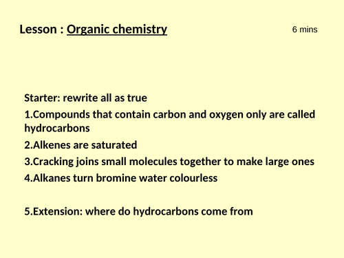 GCSE Organic chemistry assessment Powerpoint