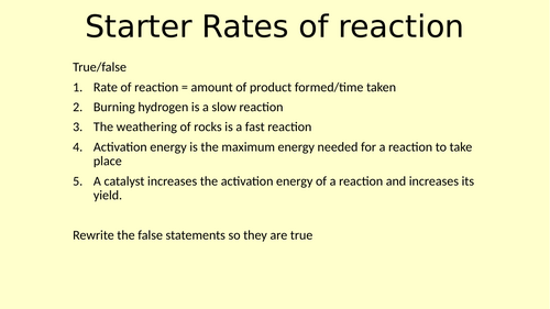 GCSE Reaction rates assessment Powerpoint