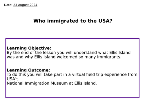 USA Migration - Ellis Island Virtual Field Trip