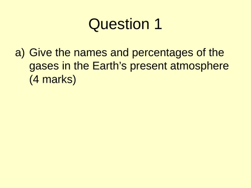 GCSE Earth's atmosphere assessment Powerpoint