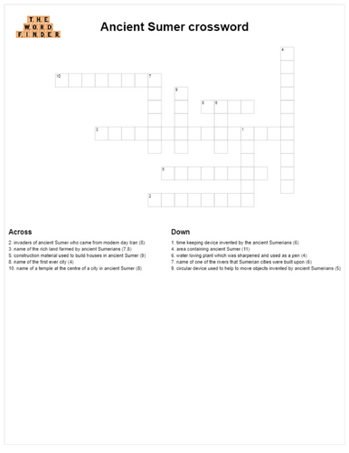 Ancient Sumer Crossword