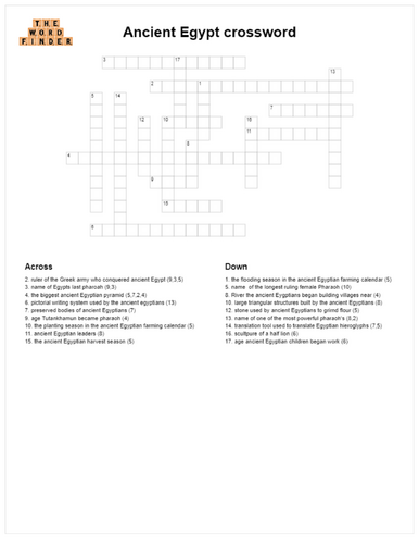 Ancient Egypt Crossword