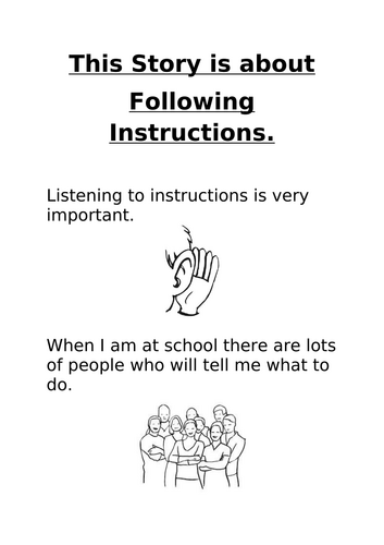 Following instructions social story