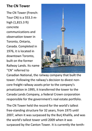 The CN Tower Handout