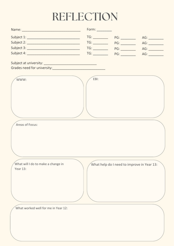 KS5 Academic Reflection