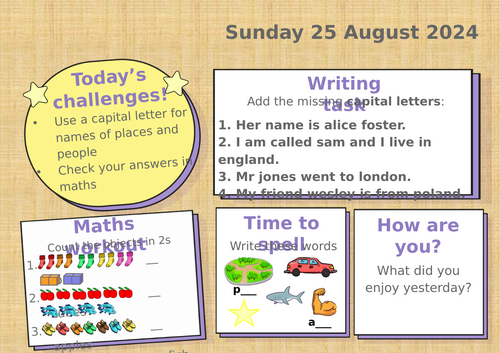 Set 1 Morning starter KS1