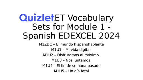 EDEXCEL 2024 Spanish Module 1 - Vocabulary Sets (QUIZLET)