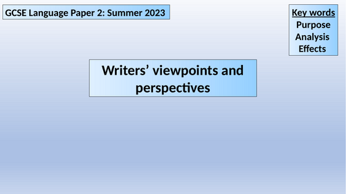 June 2023 AQA Language paper 2 PPT and resources