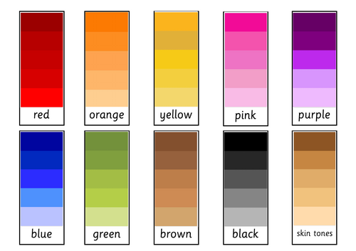 Colour charts in shades