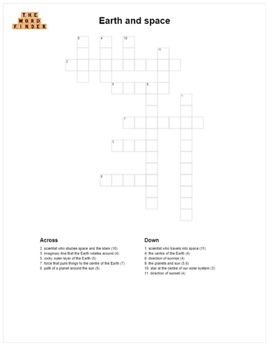 Earth and space crossword (KS2 Science)