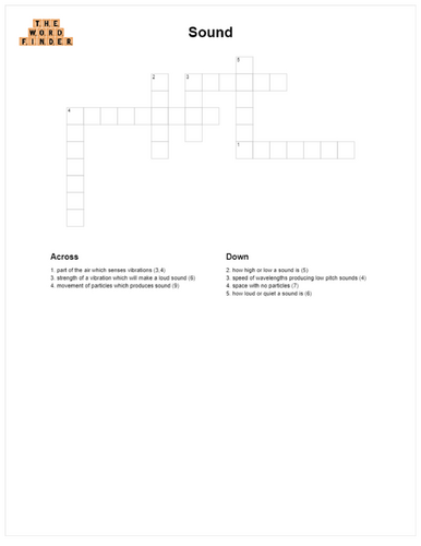 Sound crossword (KS2 Science)