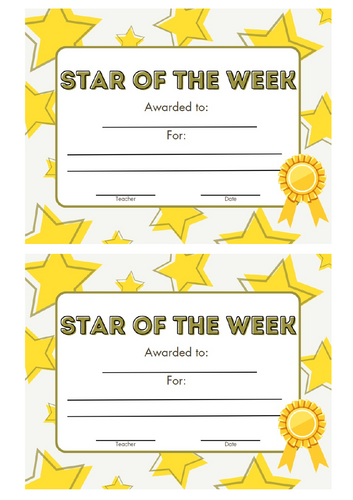 Star of the Week Certificate