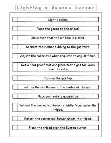 Year 7 - Introduction L3 - bunsen burner worksheet