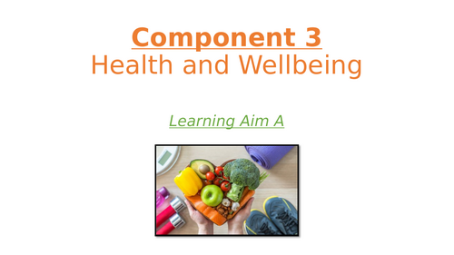 Heath and Social Care **Component 3 Learning Aim A** BTEC Level 1/2