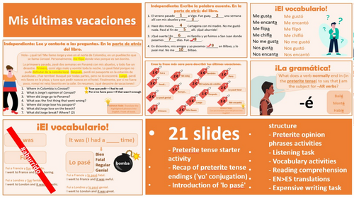 2026 Spanish AQA GCSE Module 2.3 - Mis últimas vacaciones