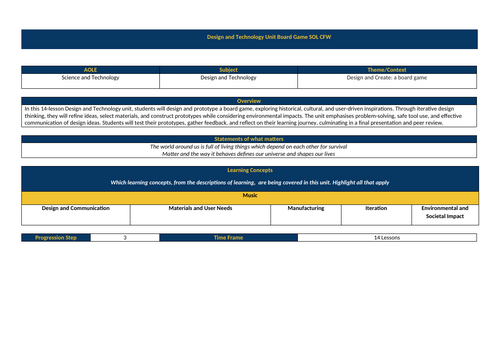 Scheme of Learning Design and Technology Curriculum For Wales Board Game