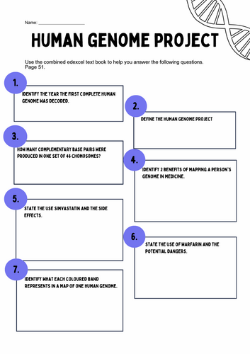 Human genome project worksheet and answers