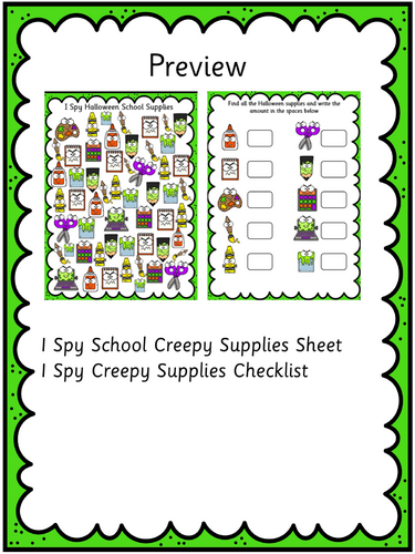 I Spy School Creepy Supplies Halloween (1-10) EYFS