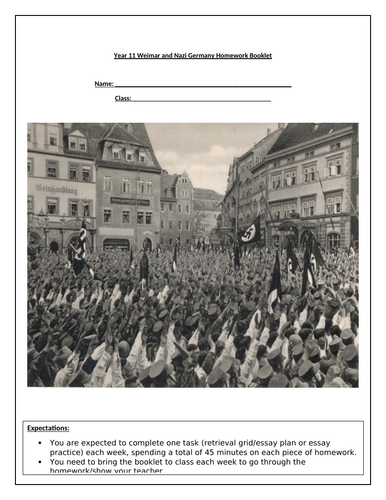 GCSE Edexcel Weimar and Nazi Germany Homework Booklet