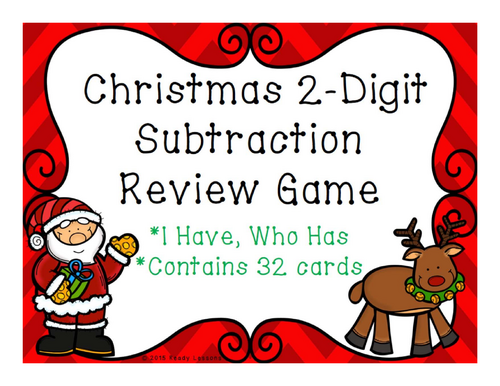 2 Digit Subtraction Christmas