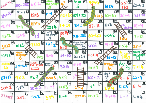 Maths snakes and ladders game