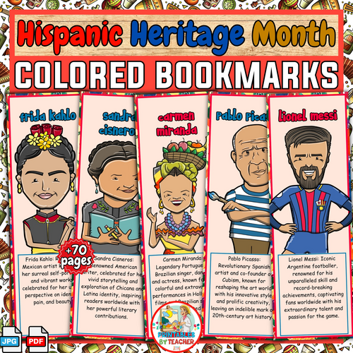 Hispanic Heritage Month biography bookmarks | spanish figures colored ...