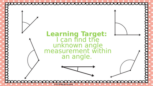 Finding Unknown Missing Angle Measurements PowerPoint