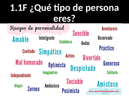 NEW Spanish GCSE 2026 AQA 1.1F Qué tipo de persona eres?