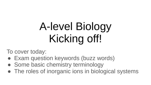 Kicking off lesson AQA A-level biology