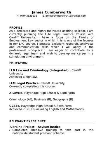 Example of a Law CV