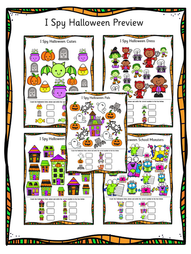 Halloween Maths EYFS 'I Spy 1-5' Sheets