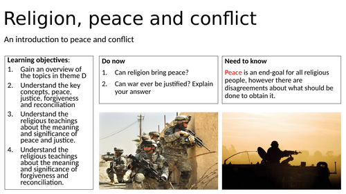 Theme D - Lesson 1 & 2 An introduction to Peace and Conflict