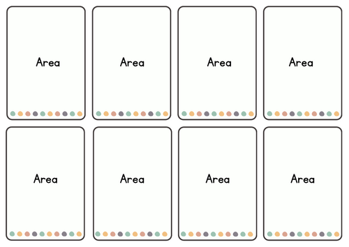 Area formulas math game memory