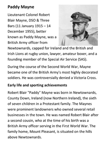 Paddy Mayne SAS Handout