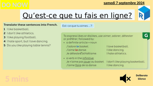 Pearson Edexcel GCSE French textbook lesson 2