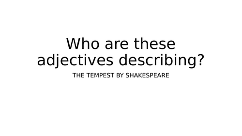 Adjectives - characters from The Tempest