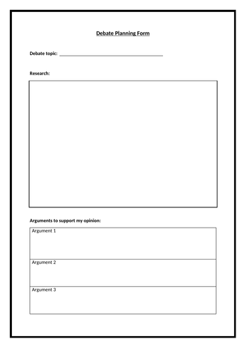 Debate planning worksheet