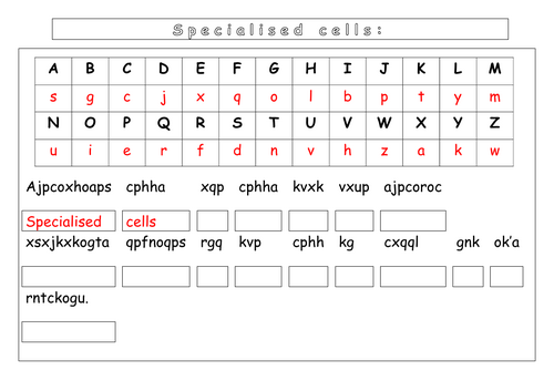 Year 7 - Living systems - L2 specialised cells starter