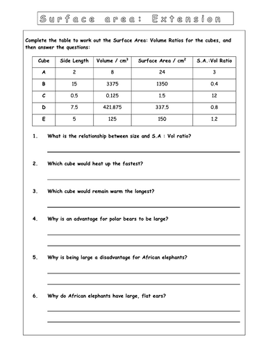 Year 7 - Living systems – L5 Diffusion worksheet